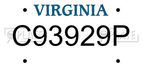 C93929P Virginia License Plate