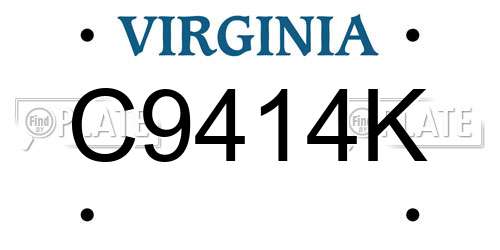 C9414K Virginia License Plate