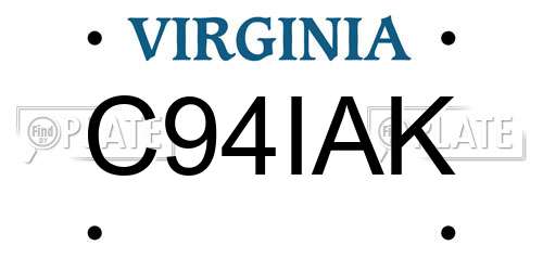 C94IAK Virginia License Plate