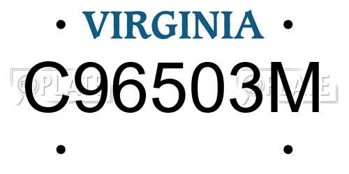 C96503M Virginia License Plate
