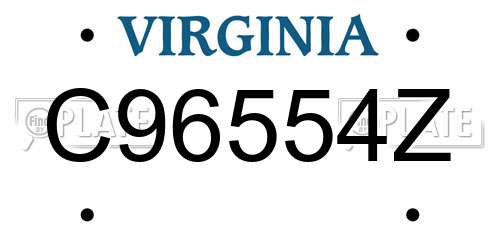 C96554Z Virginia License Plate