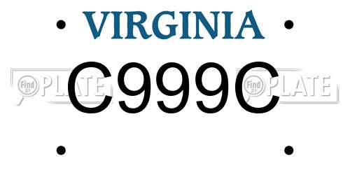 C999C Virginia License Plate