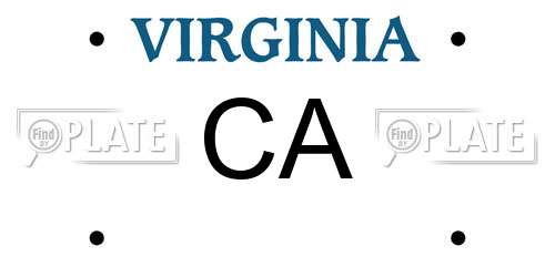 CA Virginia License Plate