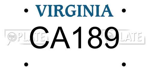 CA189 Virginia License Plate