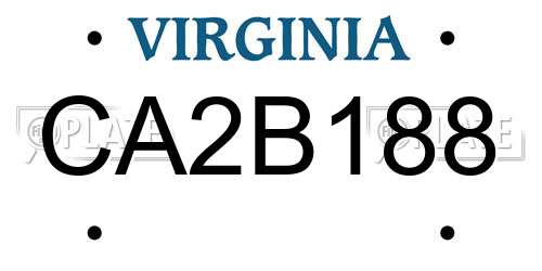 CA2B188 Virginia License Plate