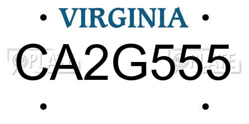 CA2G555 Virginia License Plate