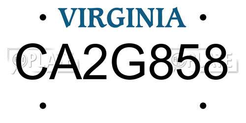CA2G858 Virginia License Plate