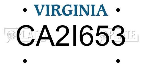 CA2I653 Virginia License Plate