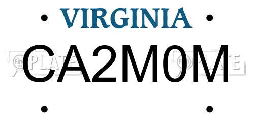 CA2M0M Virginia License Plate