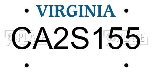 CA2S155 Virginia License Plate
