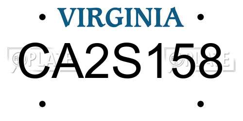 CA2S158 Virginia License Plate