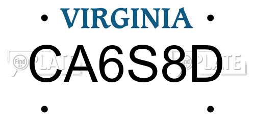 CA6S8D Virginia License Plate