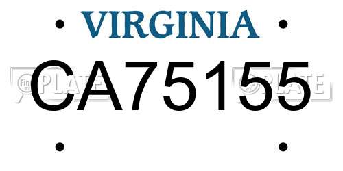 CA75155 Virginia License Plate