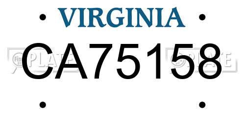 CA75158 Virginia License Plate