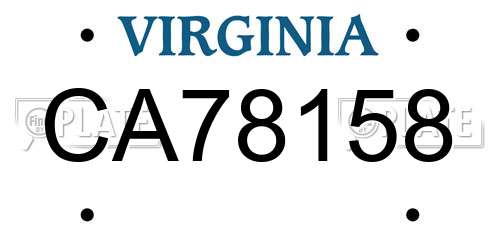 CA78158 Virginia License Plate