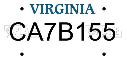 CA7B155 Virginia License Plate