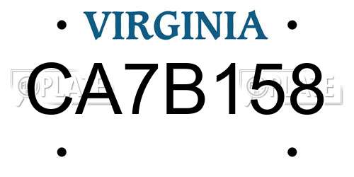CA7B158 Virginia License Plate