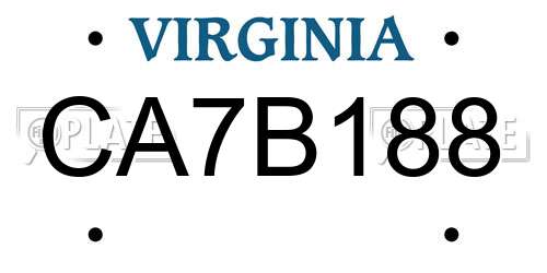 CA7B188 Virginia License Plate