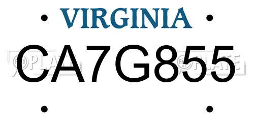 CA7G855 Virginia License Plate
