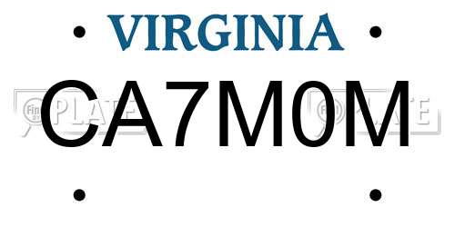 CA7M0M Virginia License Plate