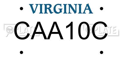 CAA10C Virginia License Plate