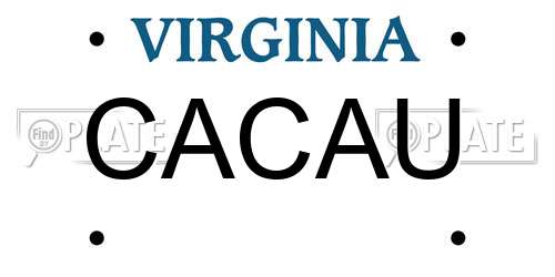 CACAU Virginia License Plate