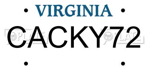 CACKY72 Virginia License Plate