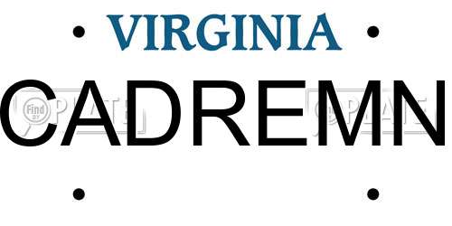 CADREMN Virginia License Plate
