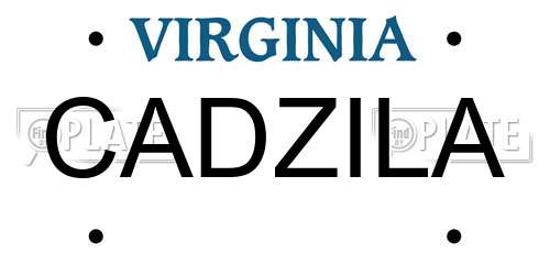 CADZILA Virginia License Plate