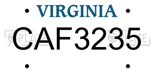 CAF3235 Virginia License Plate