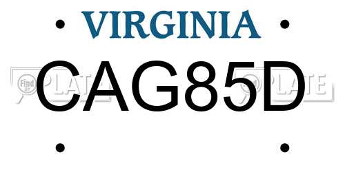 CAG85D Virginia License Plate