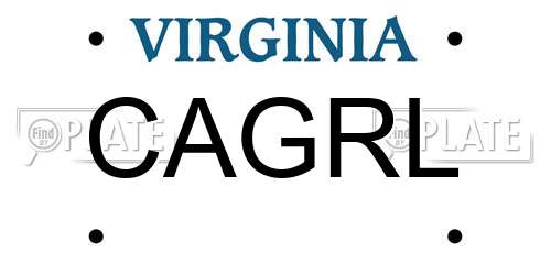 CAGRL Virginia License Plate