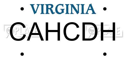 CAHCDH Virginia License Plate