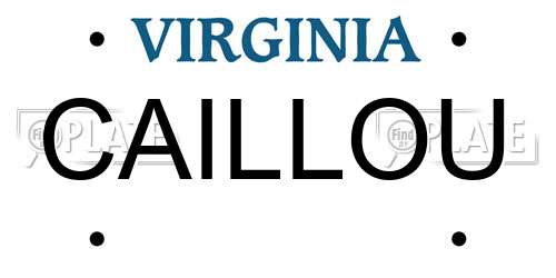 CAILLOU Virginia License Plate