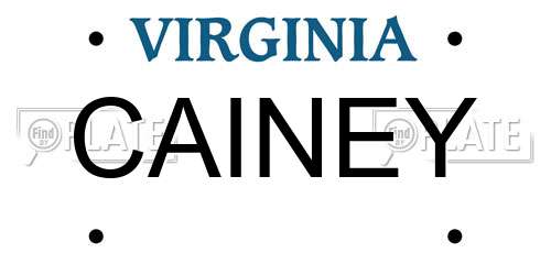 CAINEY Virginia License Plate