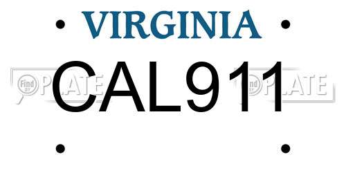 CAL911 Virginia License Plate