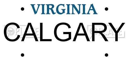 CALGARY Virginia License Plate
