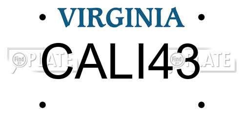CALI43 Virginia License Plate