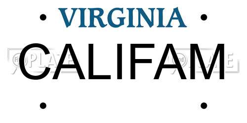 CALIFAM Virginia License Plate