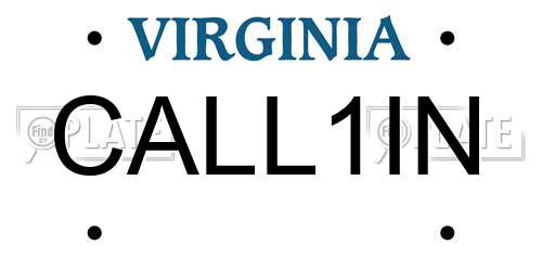 CALL1IN Virginia License Plate