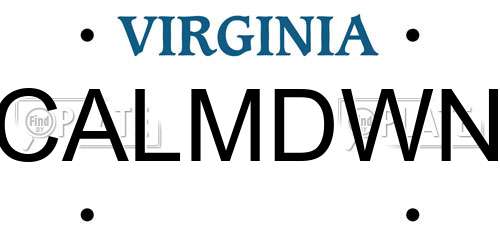 CALMDWN Virginia License Plate