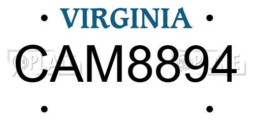 CAM8894 Virginia License Plate