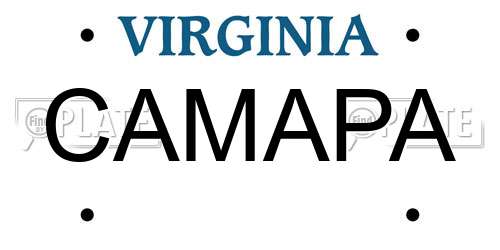 CAMAPA Virginia License Plate