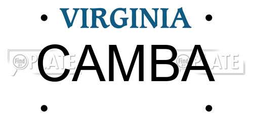 CAMBA Virginia License Plate