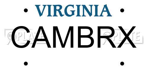 CAMBRX Virginia License Plate