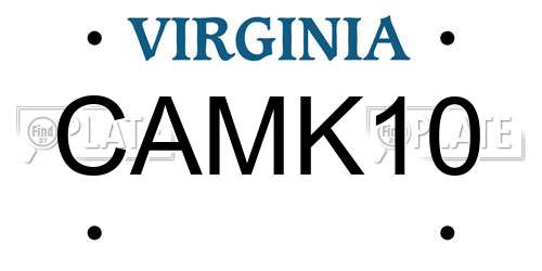 CAMK10 Virginia License Plate
