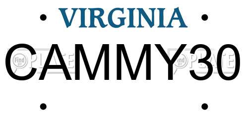 CAMMY30 Virginia License Plate