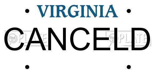 CANCELD Virginia License Plate