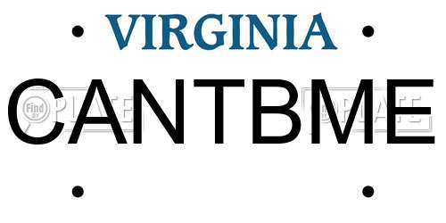 CANTBME Virginia License Plate