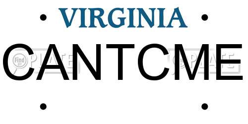CANTCME Virginia License Plate